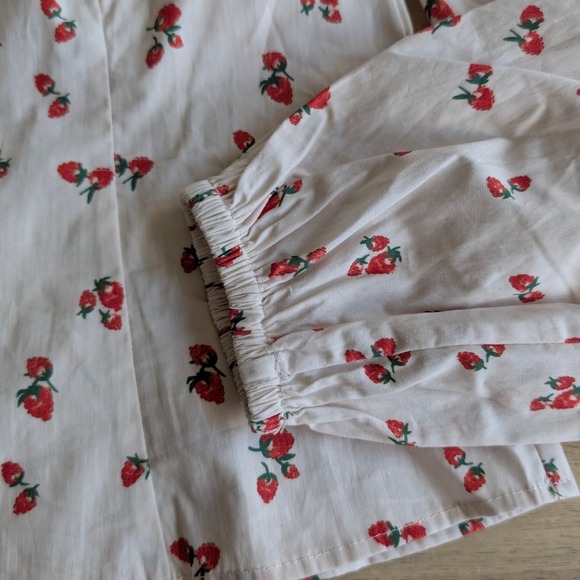 Mint Velvet Strawberry Print Scalloped Collar Blouse Pink/Red Women's Size 6 - Picture 10 of 12